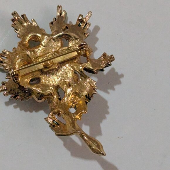 Vintage Holiday Brooch Gold Tone Pine Tree Motif Pearls & Rhinestones Festive Pi - Picture 3 of 5